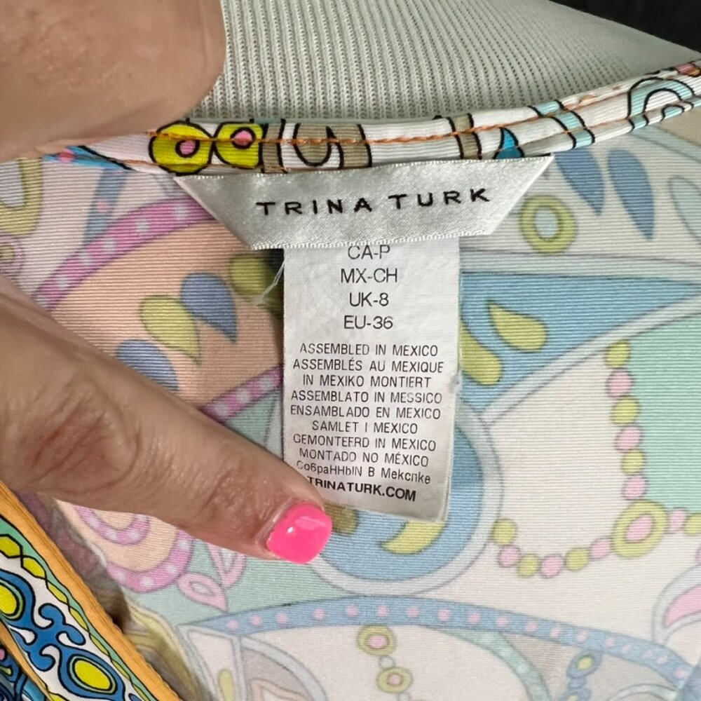 TRINA TURK Paisley banded V Neck cover up S - Picture 4 of 6